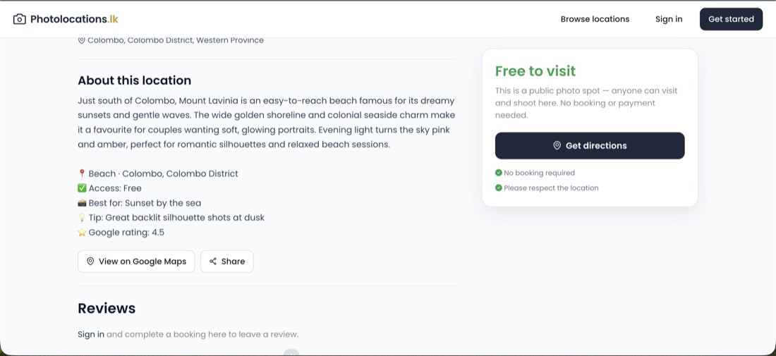 PhotoLocations.lk — Photo-Location Booking Marketplace
